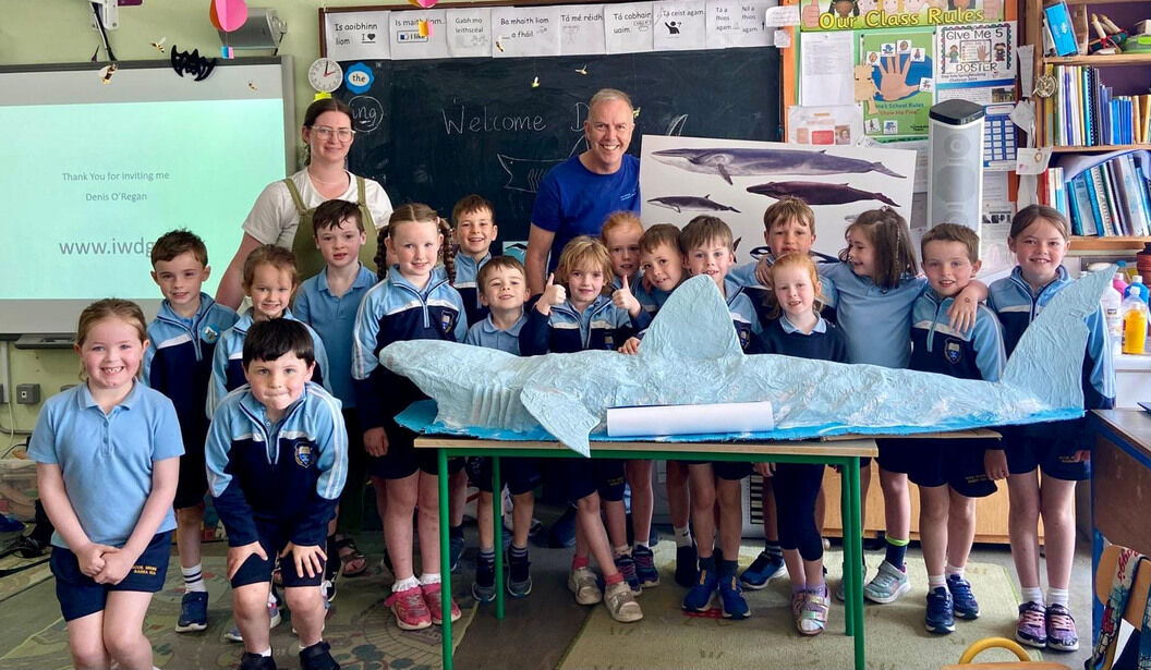 Barryroe National School seniors with their paper mache Basking Shark